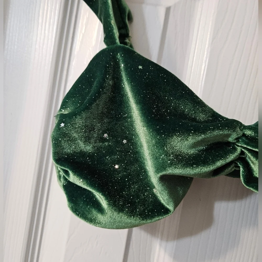 BEACH RIOT Glitter Poppy Bikini Top in Emerald